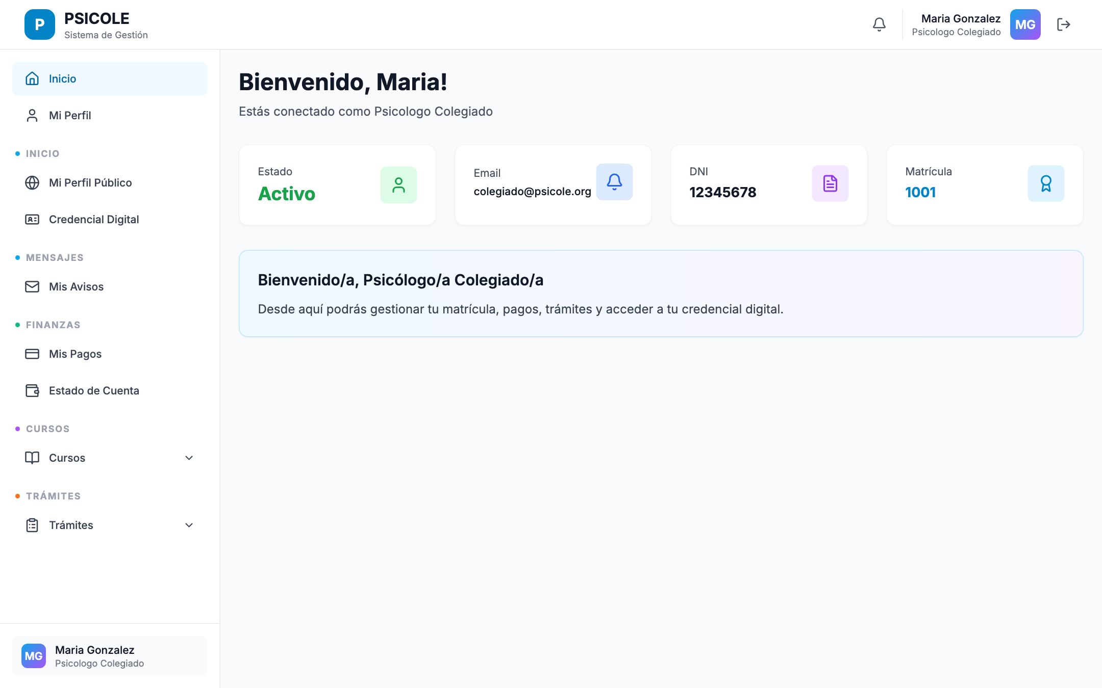 Panel de certificados con tipos disponibles y botón de generación