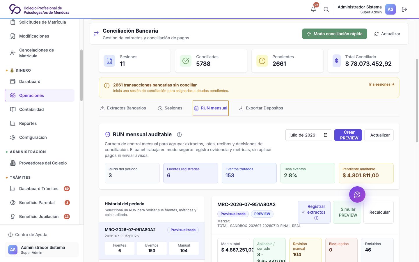 Ubicación del RUN mensual auditable en escritorio