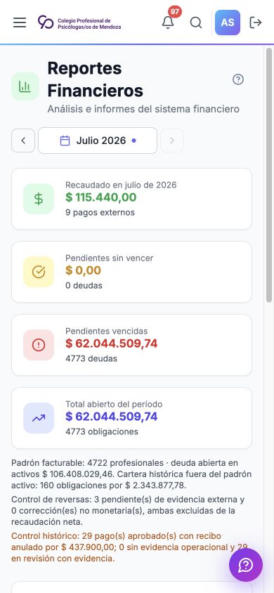Reporte financiero consistente en celular