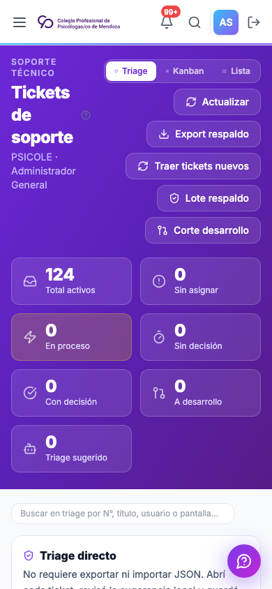 Triage directo de soporte en celular auditado