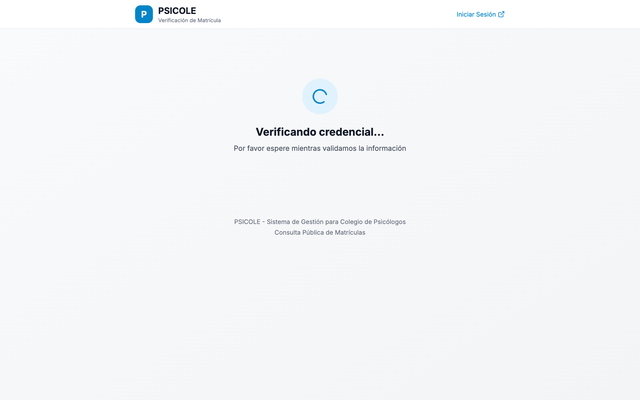 Página pública de verificación de credencial con datos del profesional